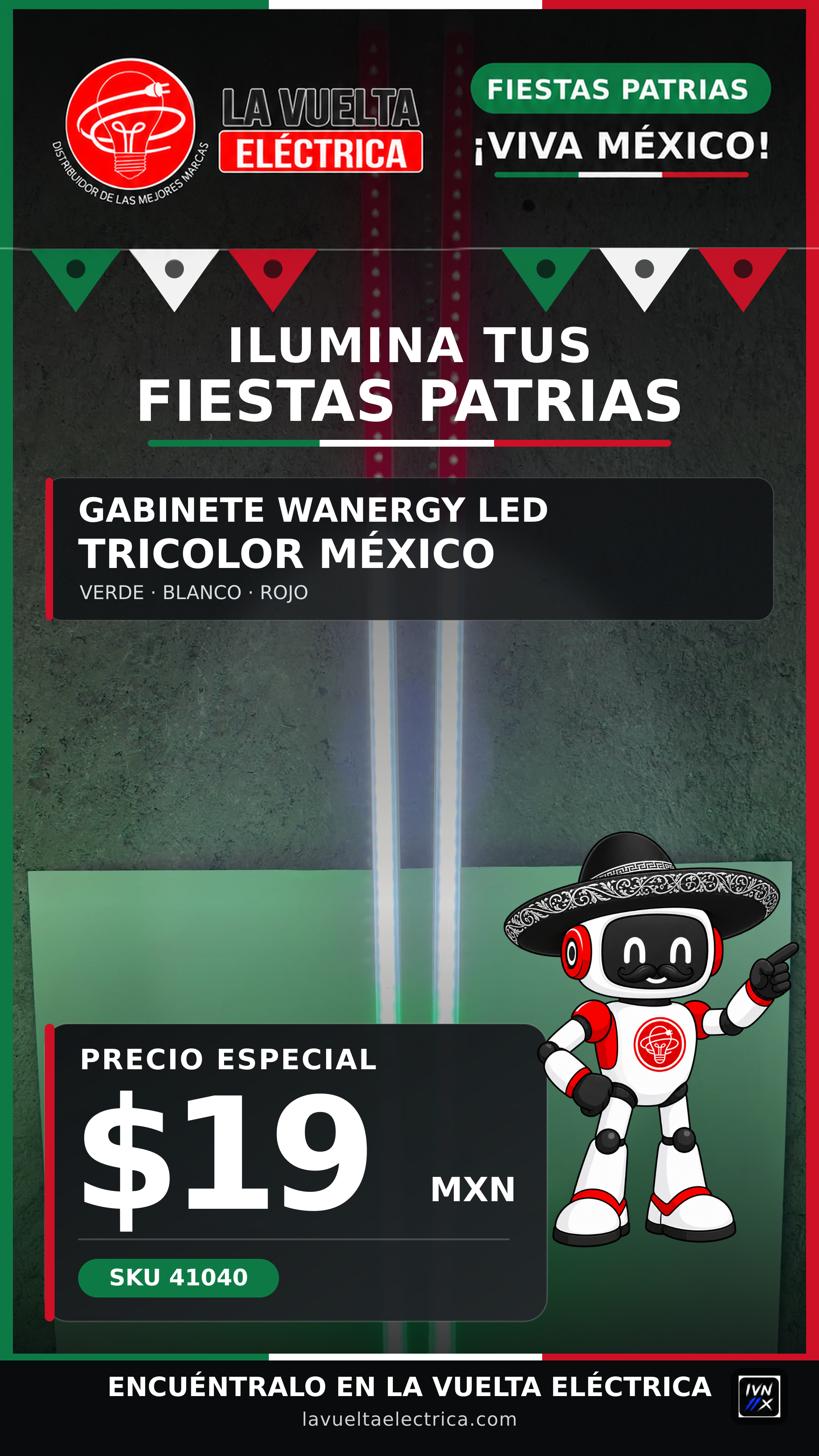 Gabinete Wanergy LED Tricolor México a 19 pesos — La Vuelta Eléctrica